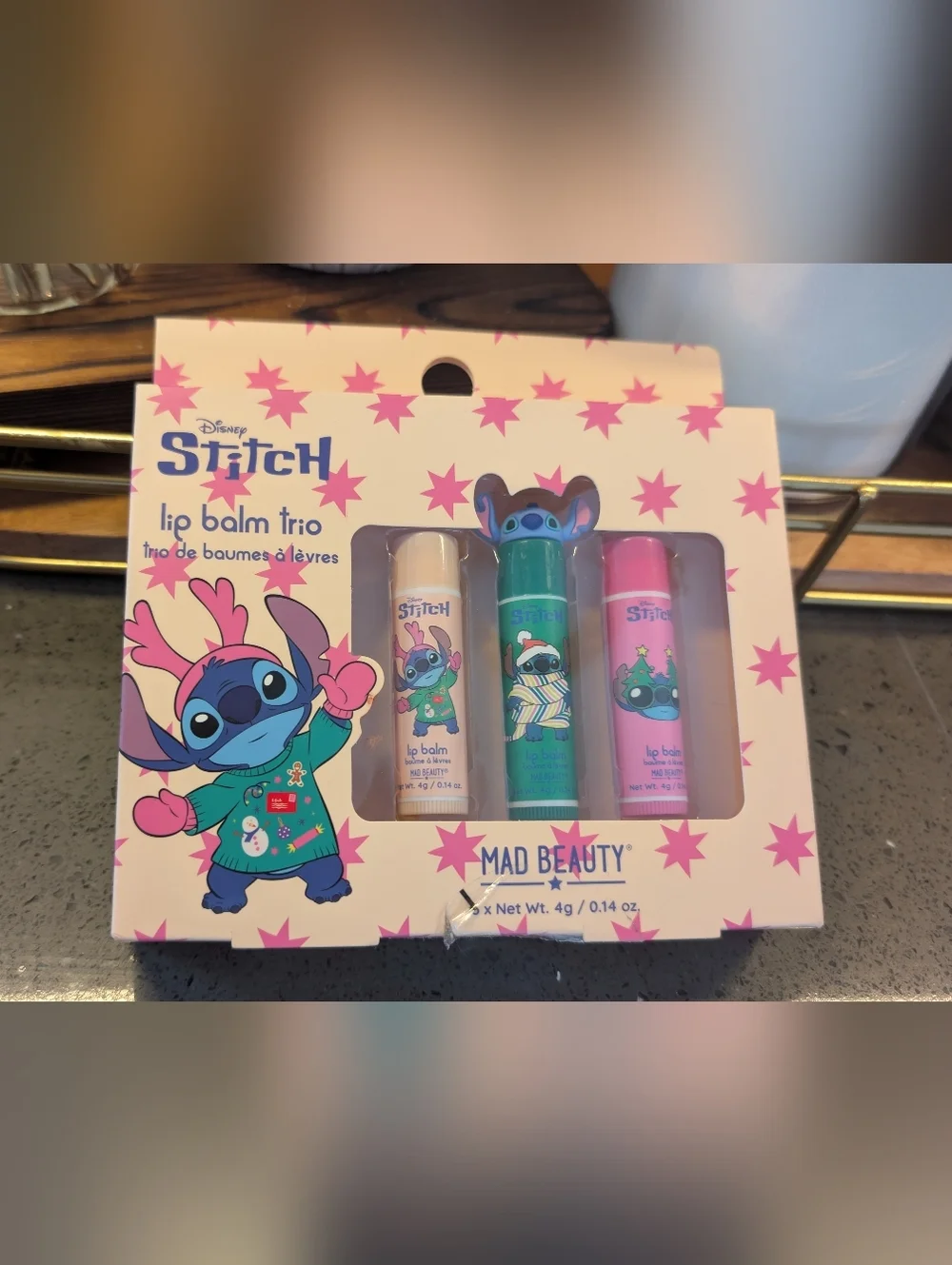 Mad Beauty Disney Stitch Lip Balm Trio - Pink, Green, Cream
